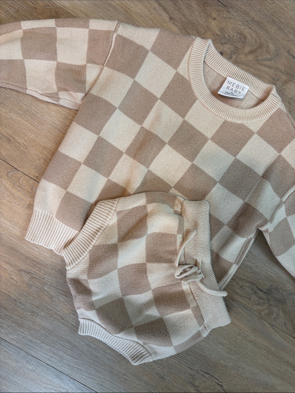 Mebie Baby Beige Check Kids Matching Set